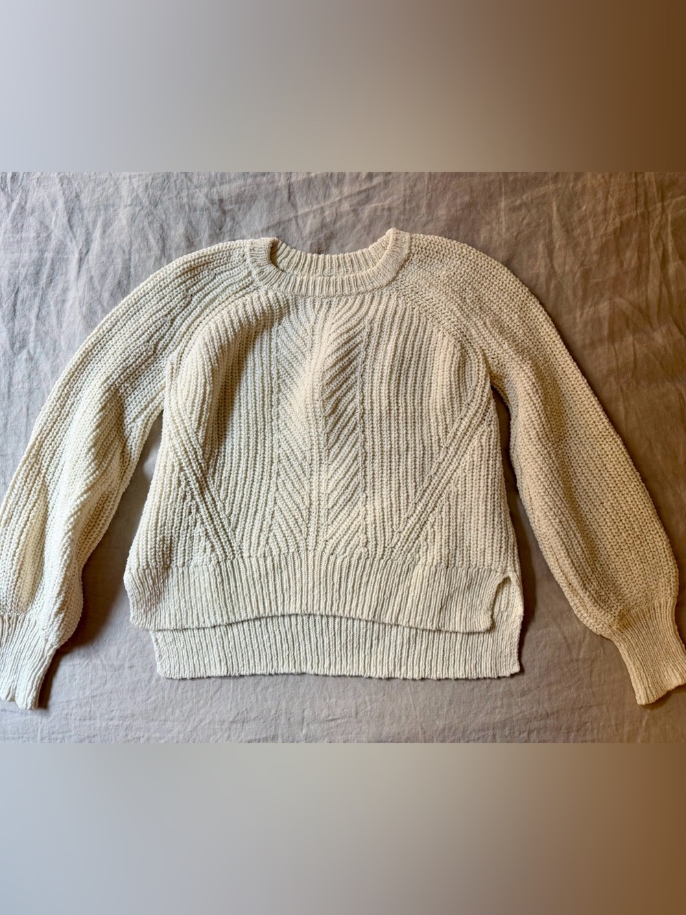 Madewell Cream Cable-Stitch Crewneck Sweater